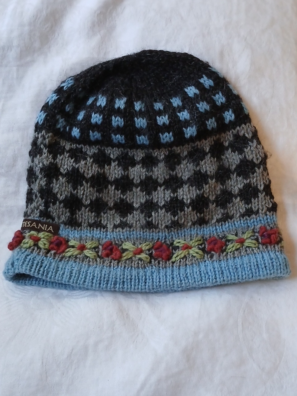Artesania Alpaca Wool Winter Beanie Hat 100% Alpaca Wool Blue Gray